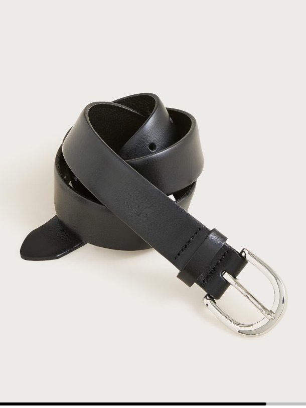 J. Crew Classic Belt In Italian Leather - Black Leather With Silver Buckle